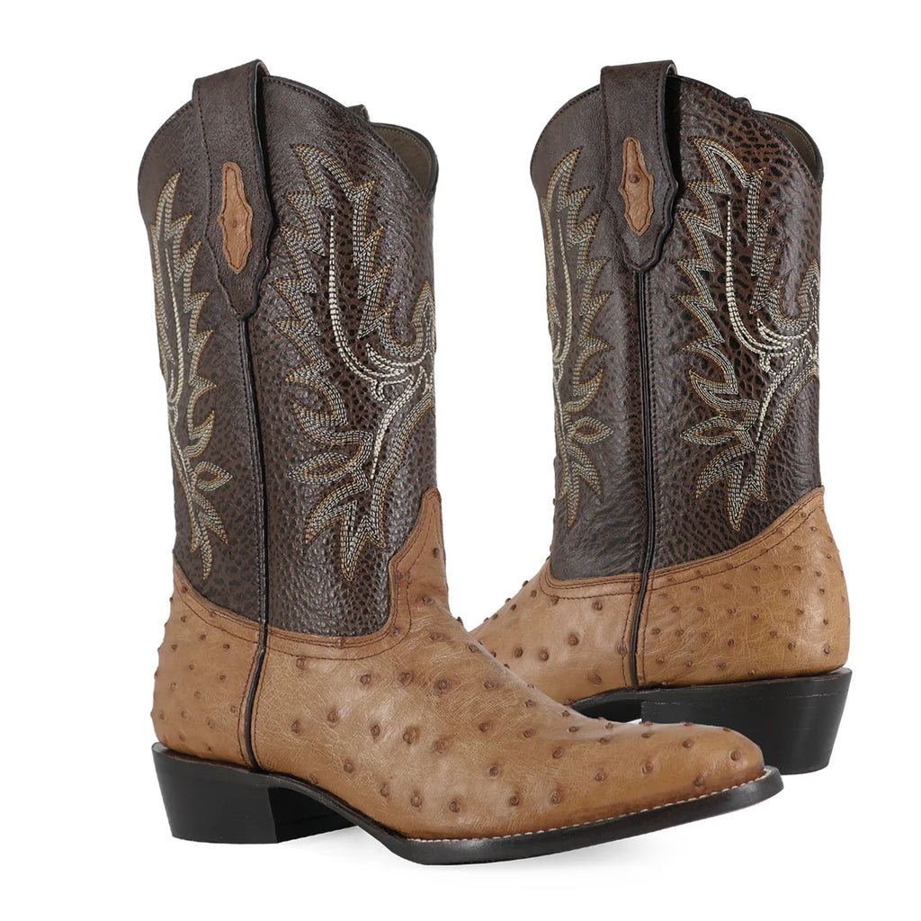 BOTA VAQUERA OVAL AVESTRUZ COÑAC