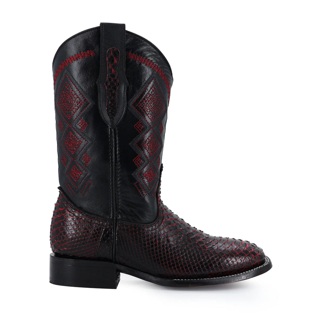 Bota Vaquera Bulldog Piton Negro Cereza