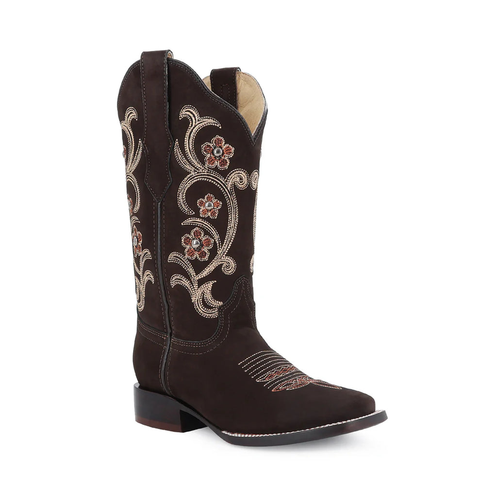 BOTA VAQUERA PARA DAMA DE PIEL MODELO DALIA CHOCO