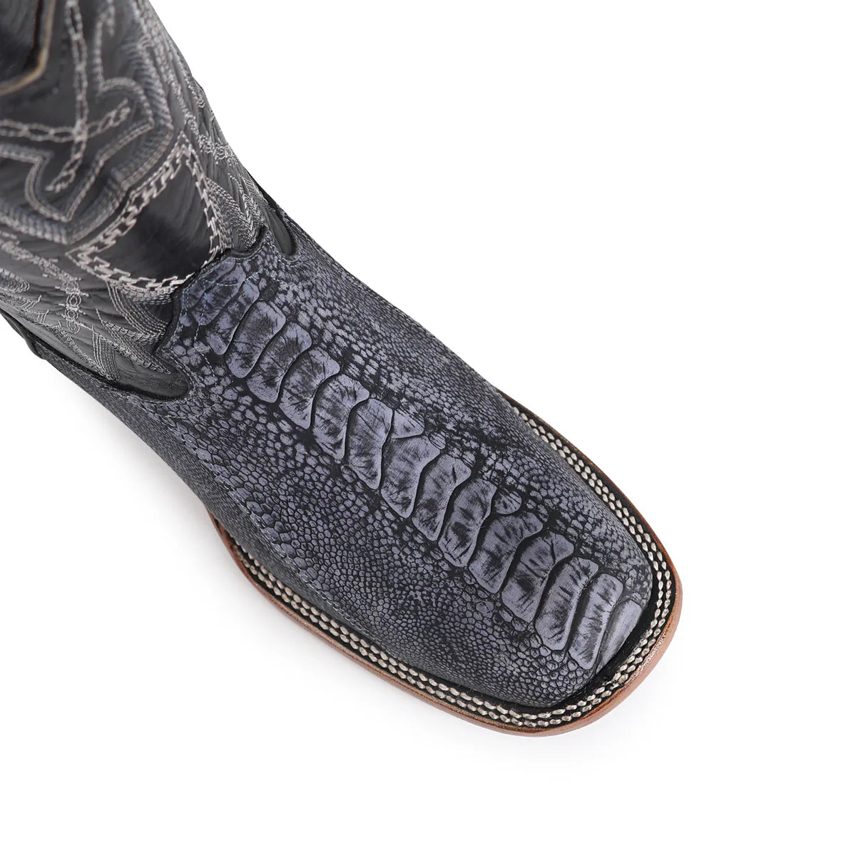 BOTA VAQUERA BULLDOG PATA DE AVESTRUZ AZUL RUSTICO