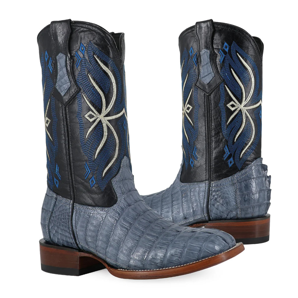 BOTA VAQUERA BULLDOG COCODRILO COLA AZUL MEZCLILLA