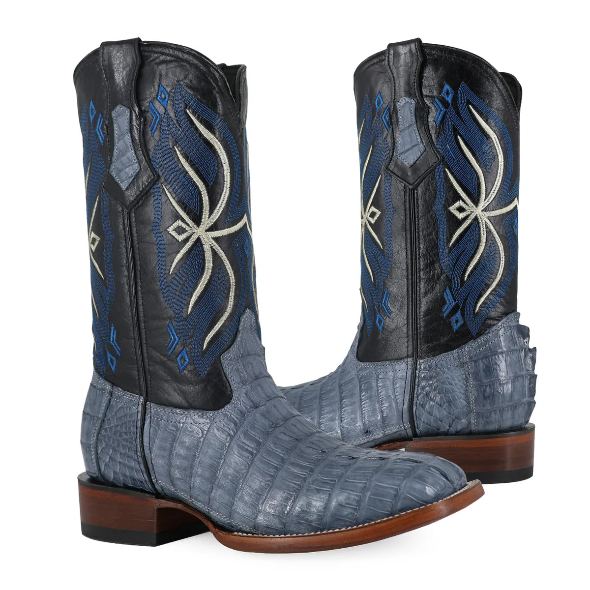 BOTA VAQUERA BULLDOG COCODRILO COLA AZUL MEZCLILLA