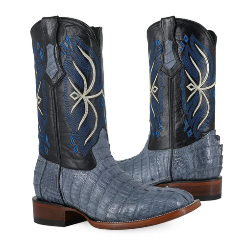 BOTA VAQUERA BULLDOG COCODRILO COLA AZUL MEZCLILLA