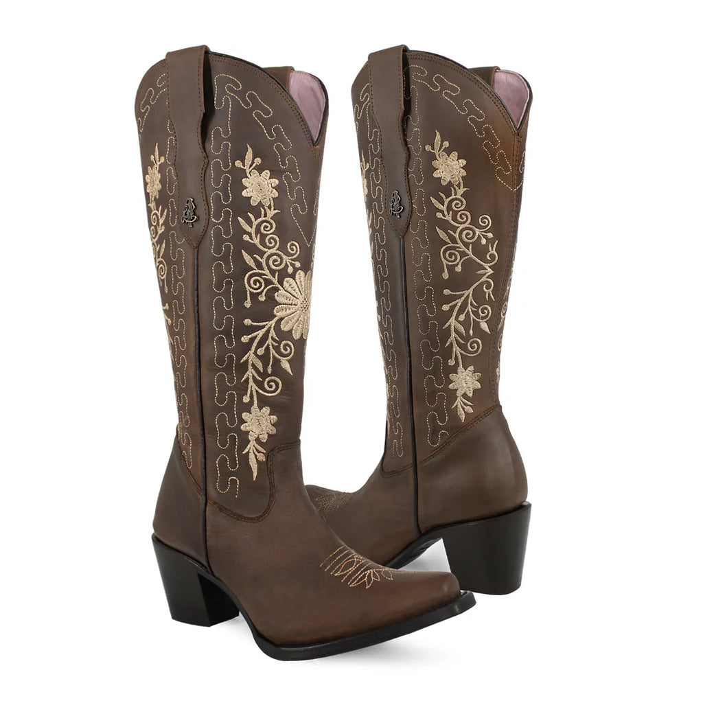 BOTA VAQUERA PARA DAMA DE PIEL MODELO GERBERA