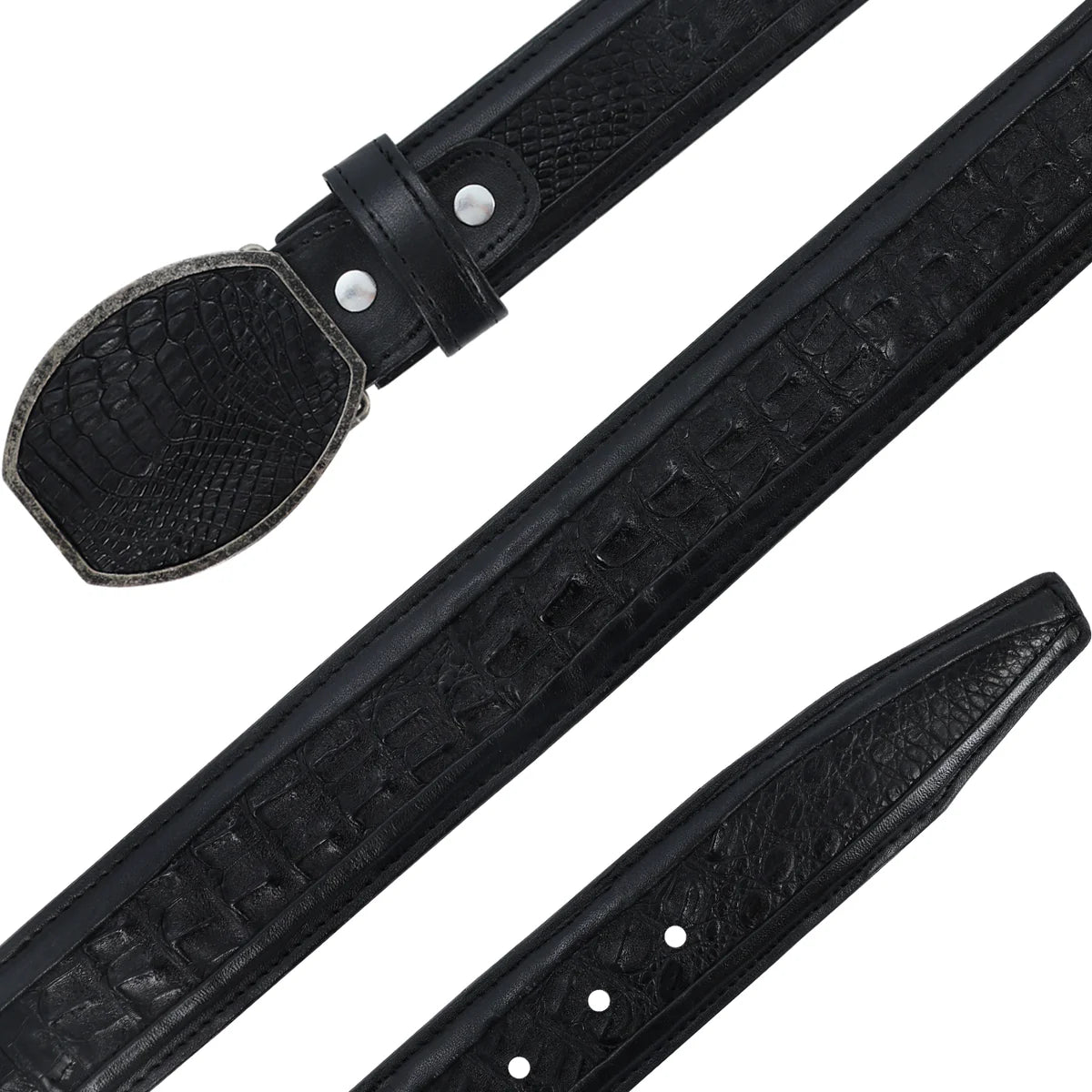CINTURON HEBILLA CUA PARA HOMBRE EN PIEL DE COCODRILO
