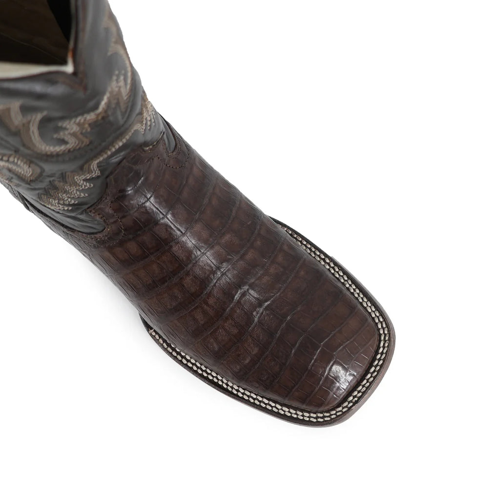 BOTA VAQUERA BULLDOG COCODRILO PANZA CAFE