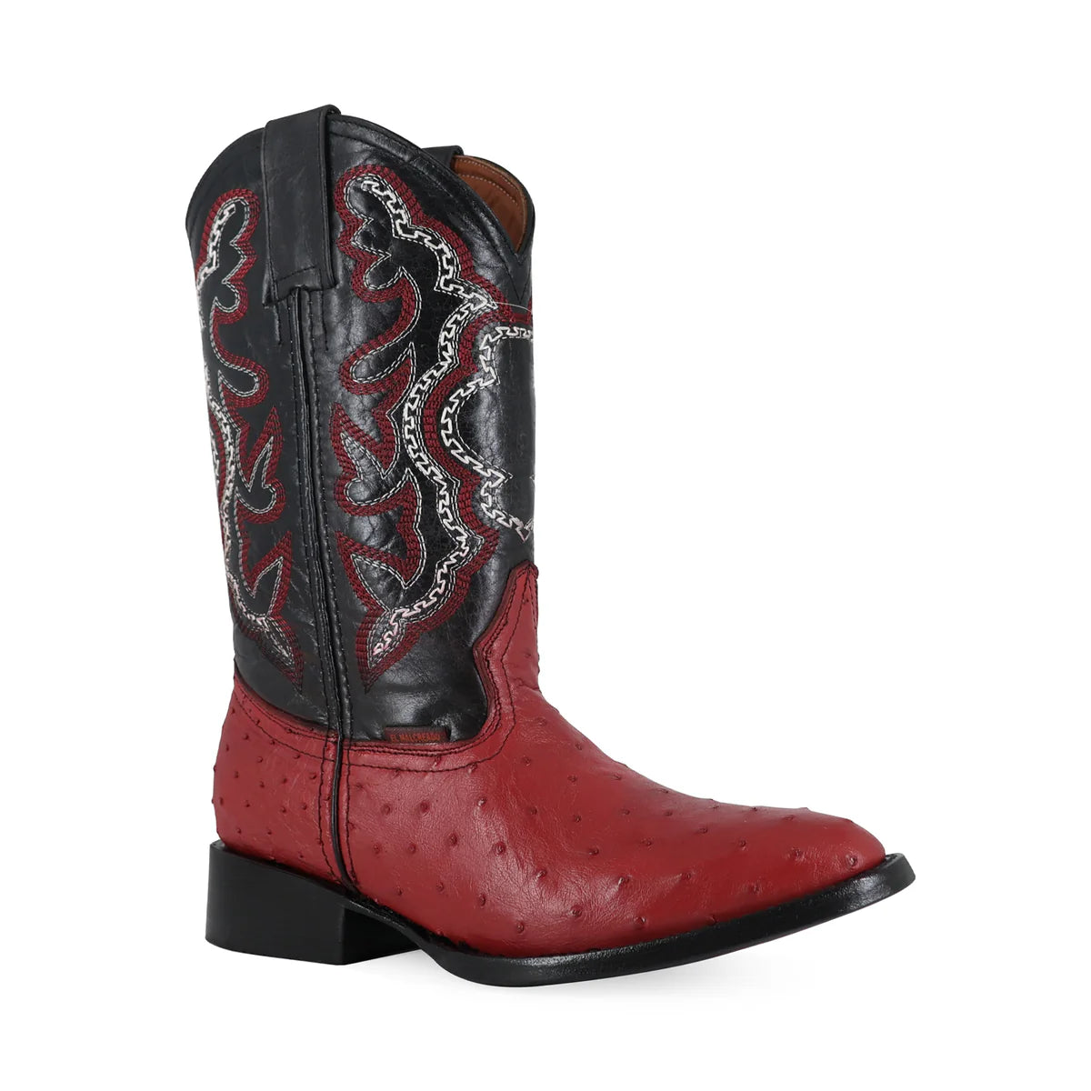 BOTA VAQUERA OVAL AVESTRUZ ROJO