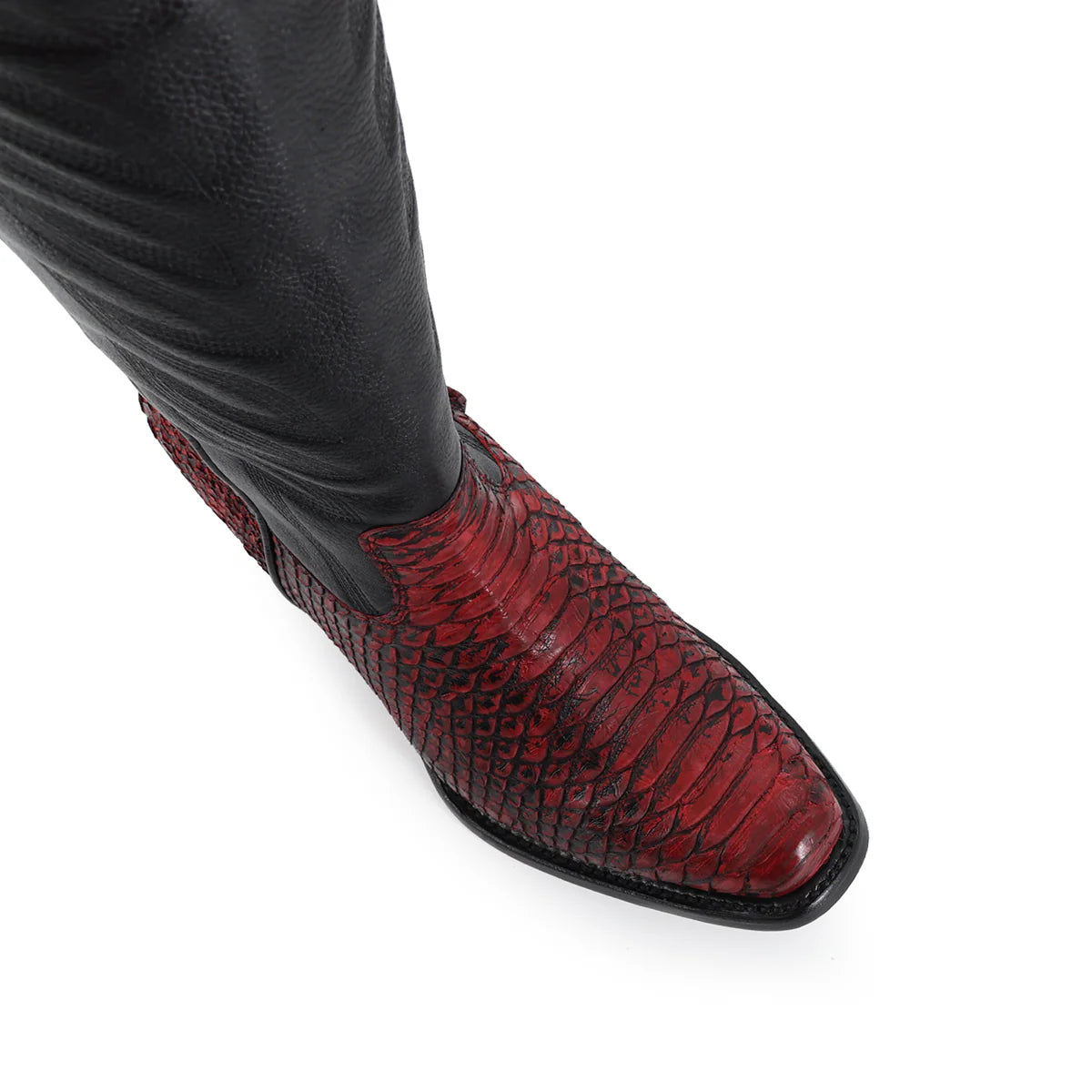 Bota vaquera para dama de piel piton black cherry modelo Bandida