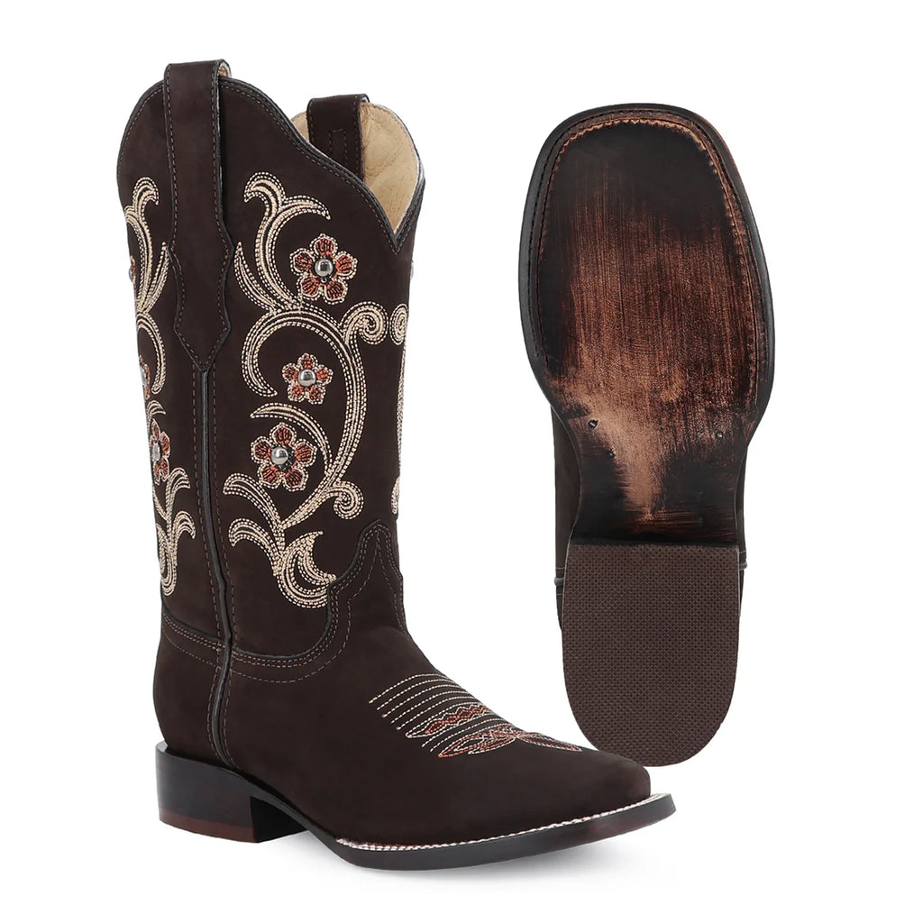 BOTA VAQUERA PARA DAMA DE PIEL MODELO DALIA CHOCO