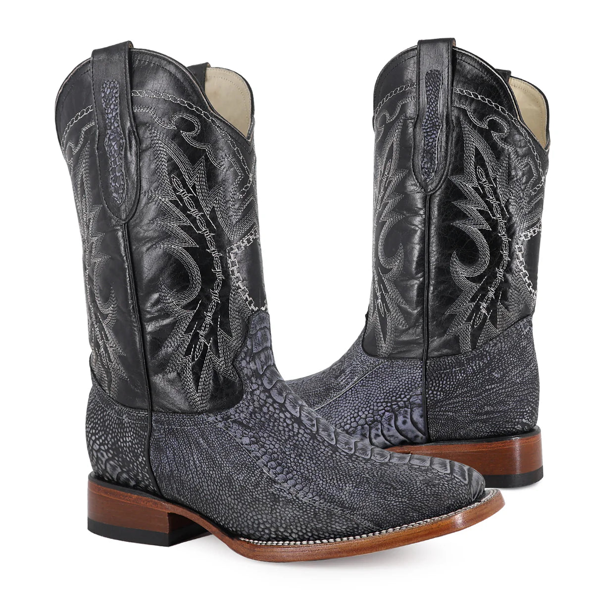 BOTA VAQUERA BULLDOG PATA DE AVESTRUZ AZUL RUSTICO