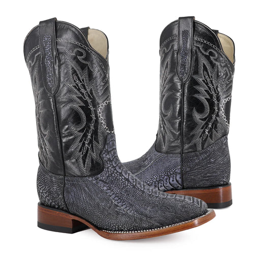BOTA VAQUERA BULLDOG PATA DE AVESTRUZ AZUL RUSTICO