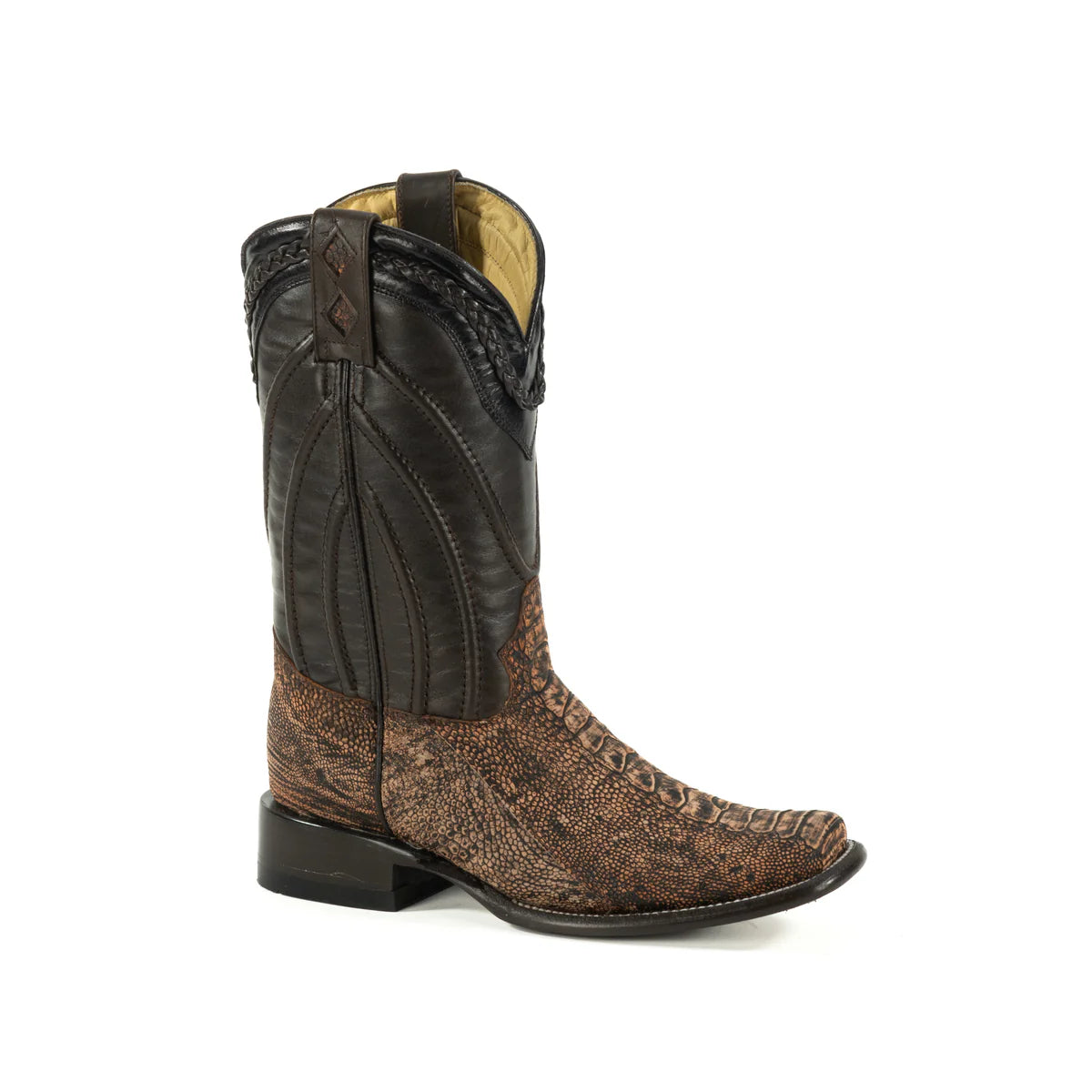 BOTA VAQUERA DUBAI PATA DE AVESTRUZ PETROLEO TUBO CUERDA