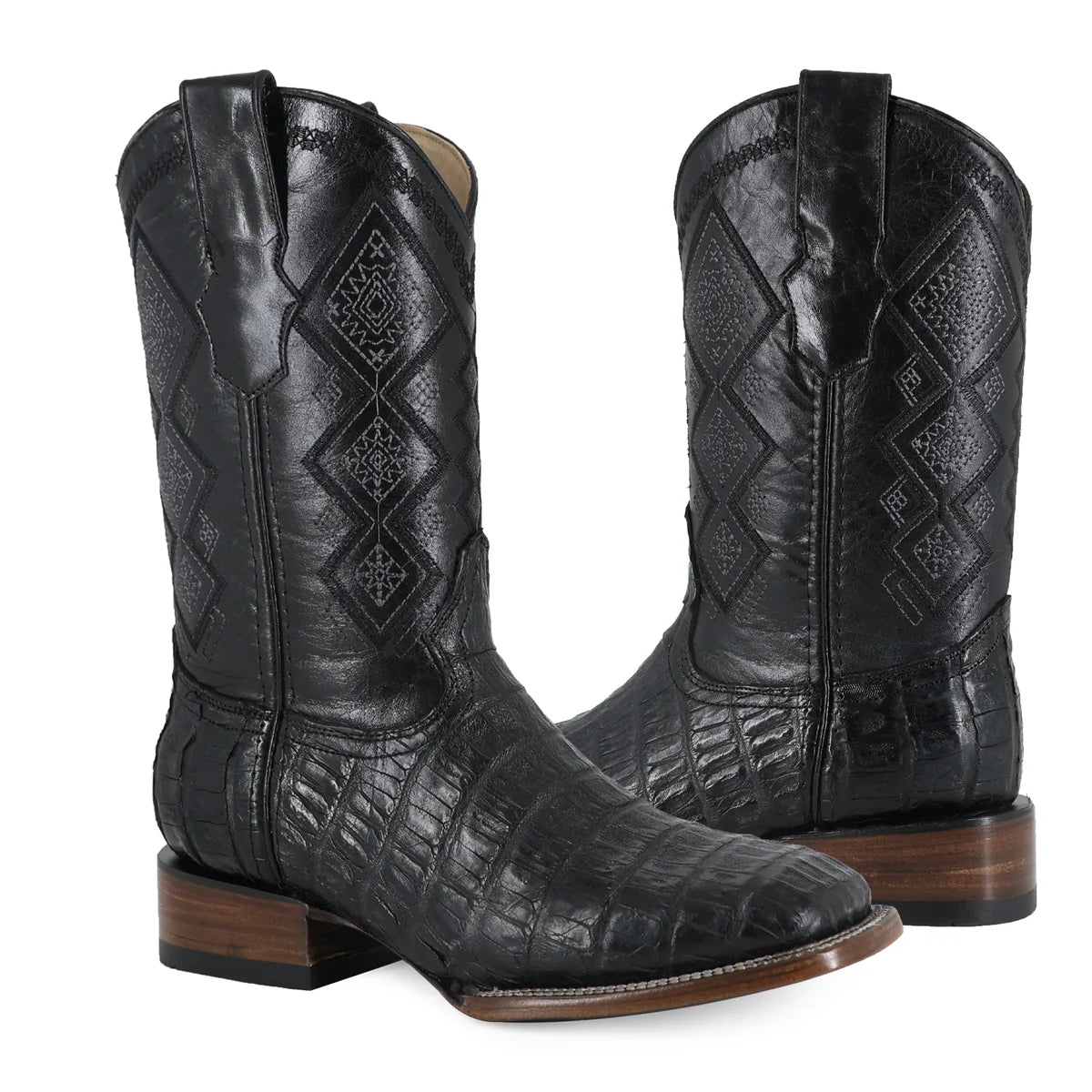 BOTA VAQUERA BULLDOG COCODRILO COLA BELLY NEGRO