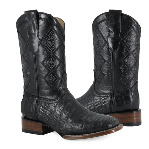 BOTA VAQUERA BULLDOG COCODRILO COLA BELLY NEGRO