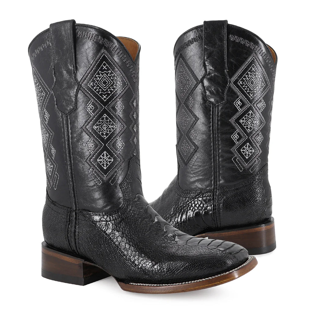 BOTA VAQUERA BULLDOG PATA DE AVESTRUZ NEGRO