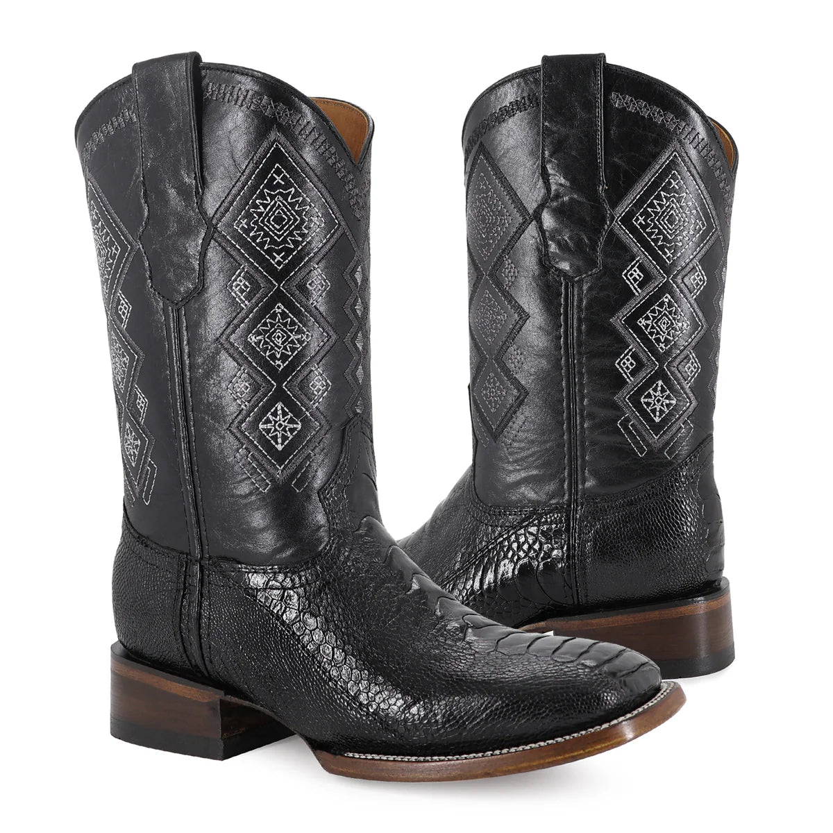 BOTA VAQUERA BULLDOG PATA DE AVESTRUZ NEGRO