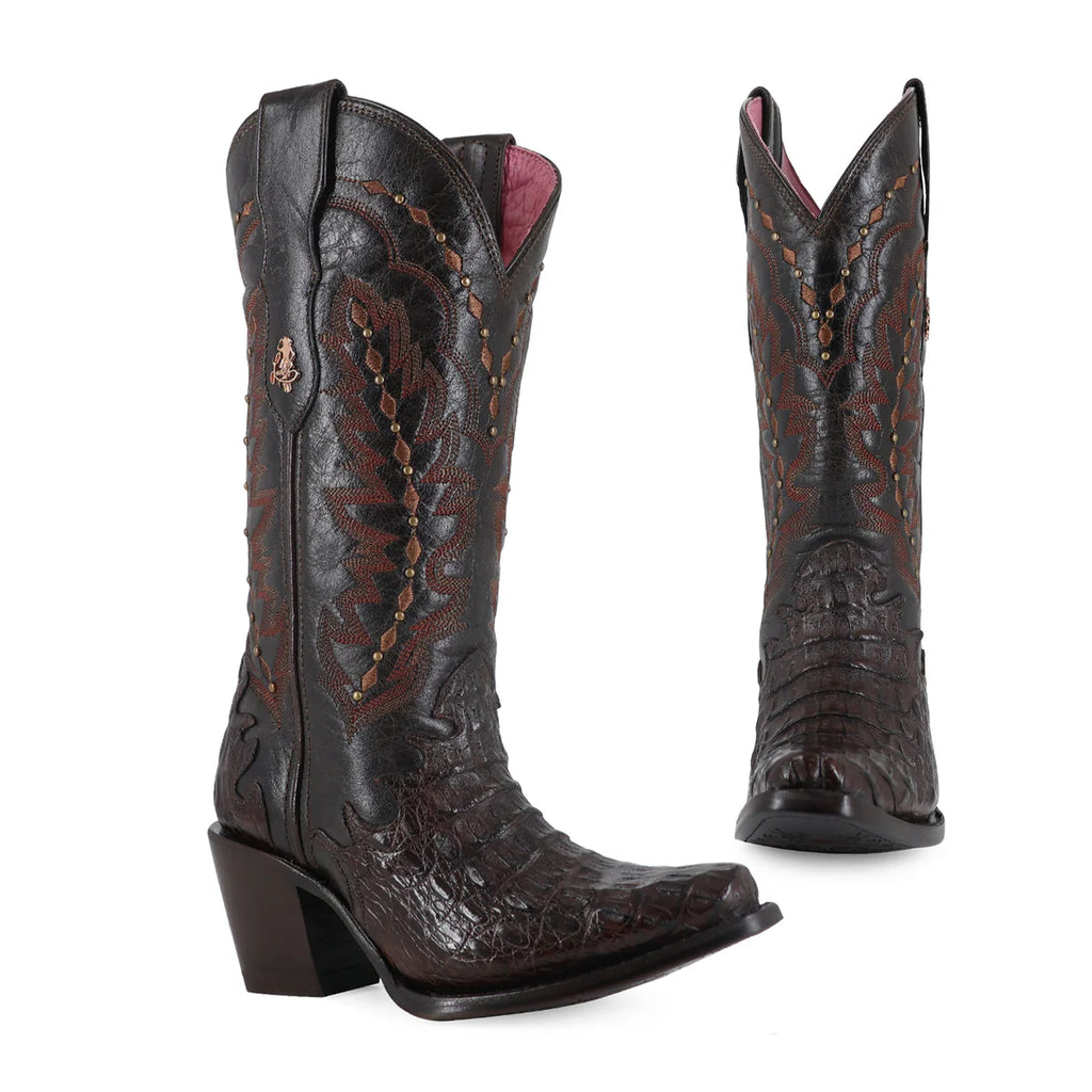 BOTA VAQUERA PARA DAMA DE PIEL DE CAIMAN MODELO BARBIE