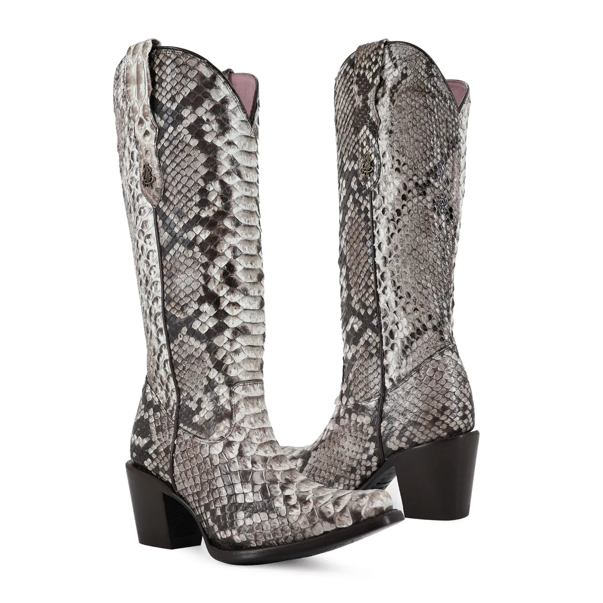BOTA VAQUERA PARA DAMA DE PIEL PITON NATURAL MODELO BANDIDA