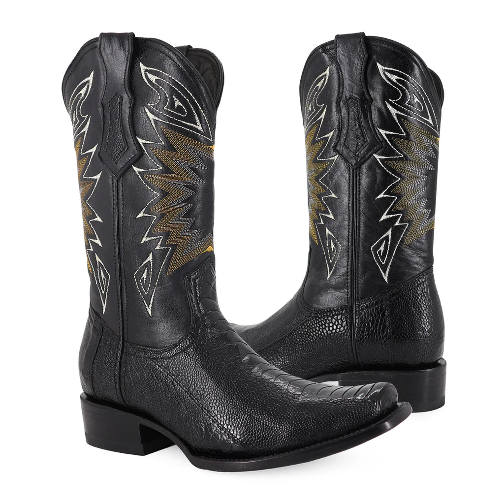 BOTA VAQUERA DUBAI PATA DE AVESTRUZ NEGRO