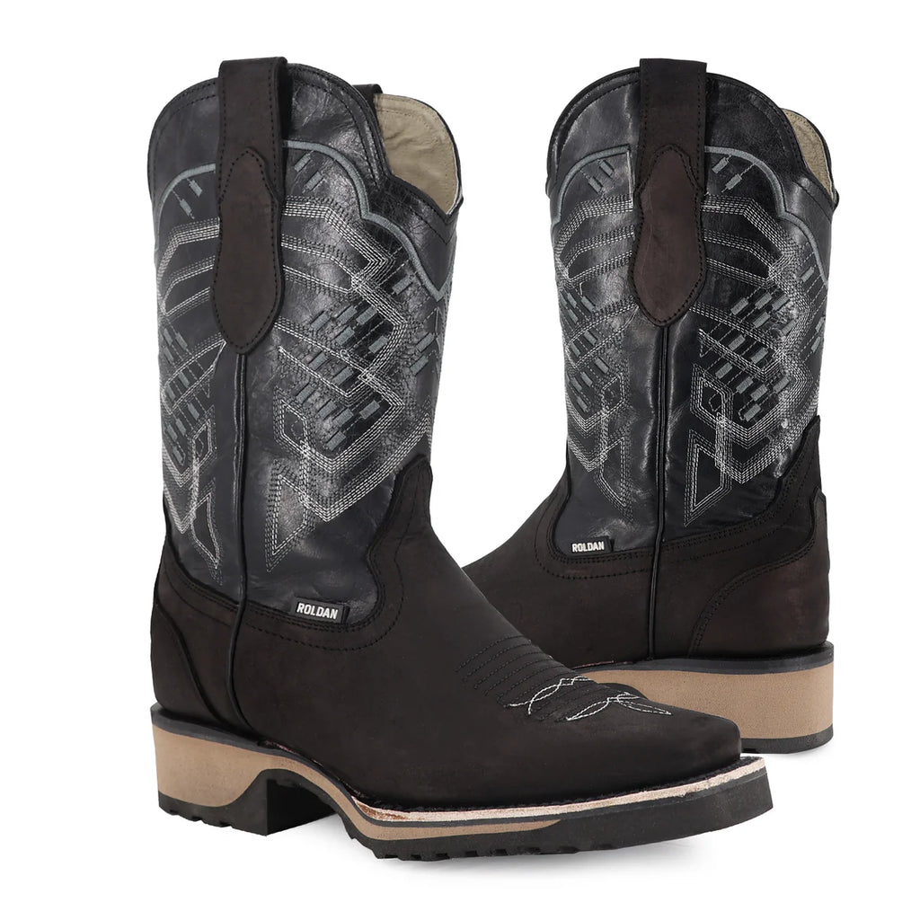 Bota Vaquera Rodeo Res Gold Negro